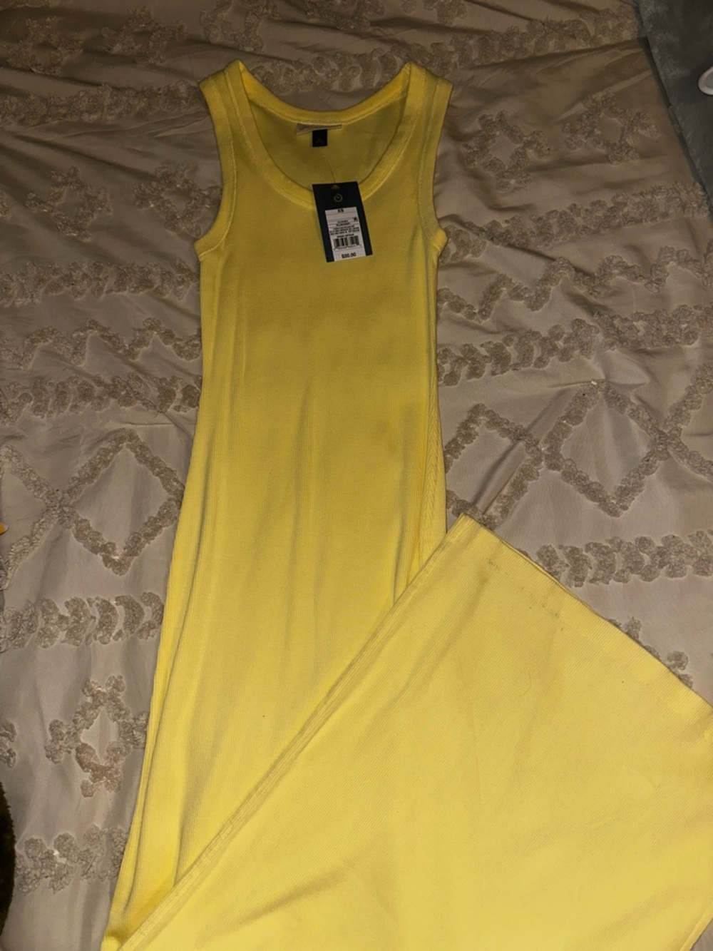 Yellow Ribbed Tank Maxi Dress